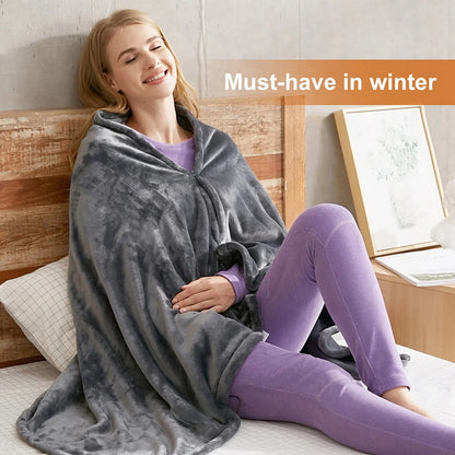 Weiche Kuscheldecke Grau Tragbar Winterdecke Plüschdecke
