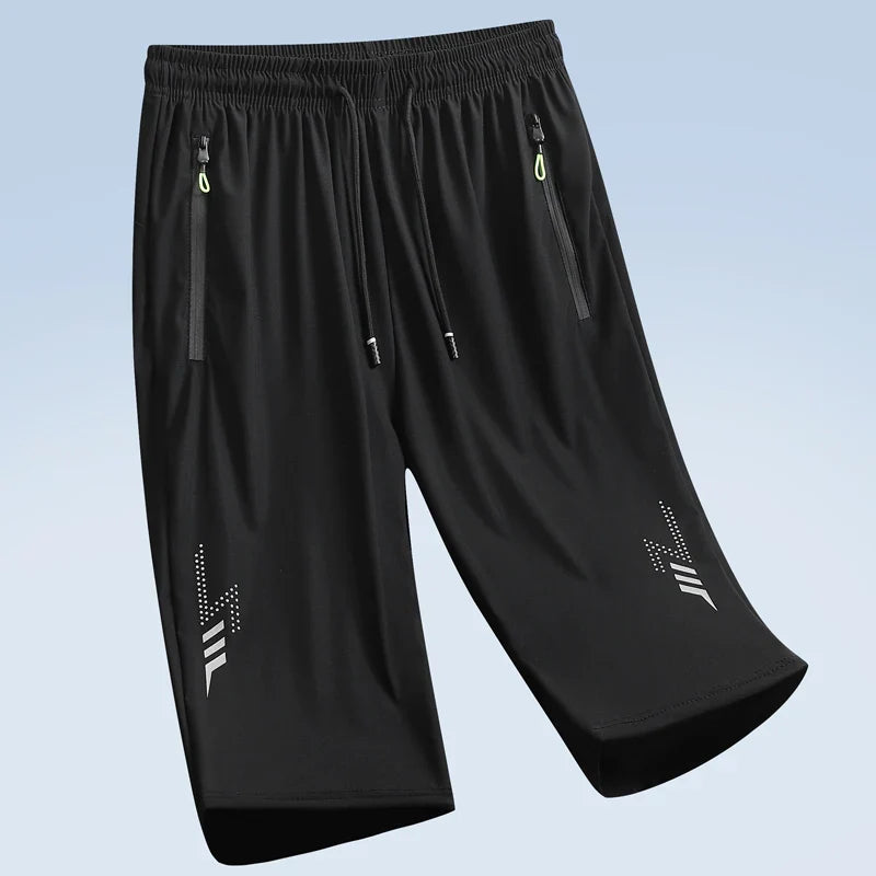 Herren Caprihose Sporthose Jogginghose Dunkelgrau mit Reißverschlusstaschen