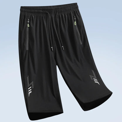 Herren Caprihose Sporthose Jogginghose Dunkelgrau mit Reißverschlusstaschen