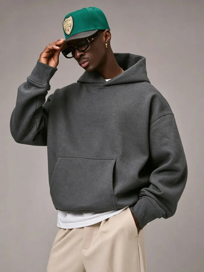Unisex Hoodie mit Kängurutasche – Oversized, einfarbig