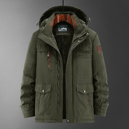 Herren Winterparka mit Kapuze, Teddyfutter und mehreren Taschen