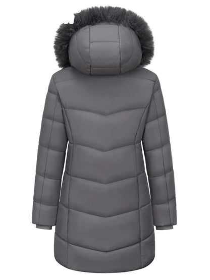 TACVASEN Womens Winter Thicken Parka Coat Warm Jacket Down Puffer Outwear with Faux Fur Removable Hood Waterproof Windproof Coat