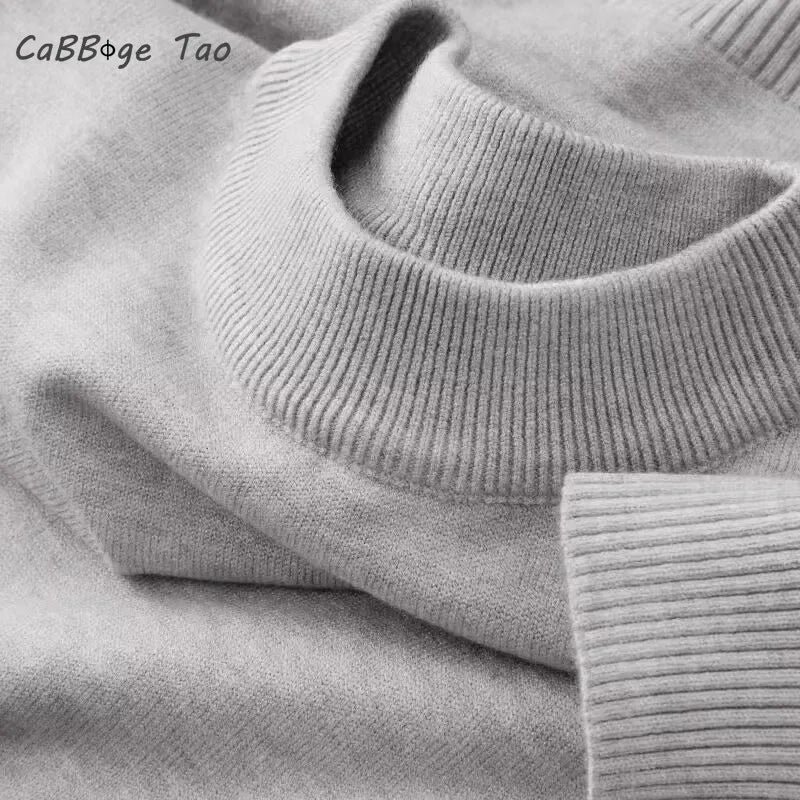 Unisex Langarm-Strickpullover mit Rundhalsausschnitt und Rippbündchen