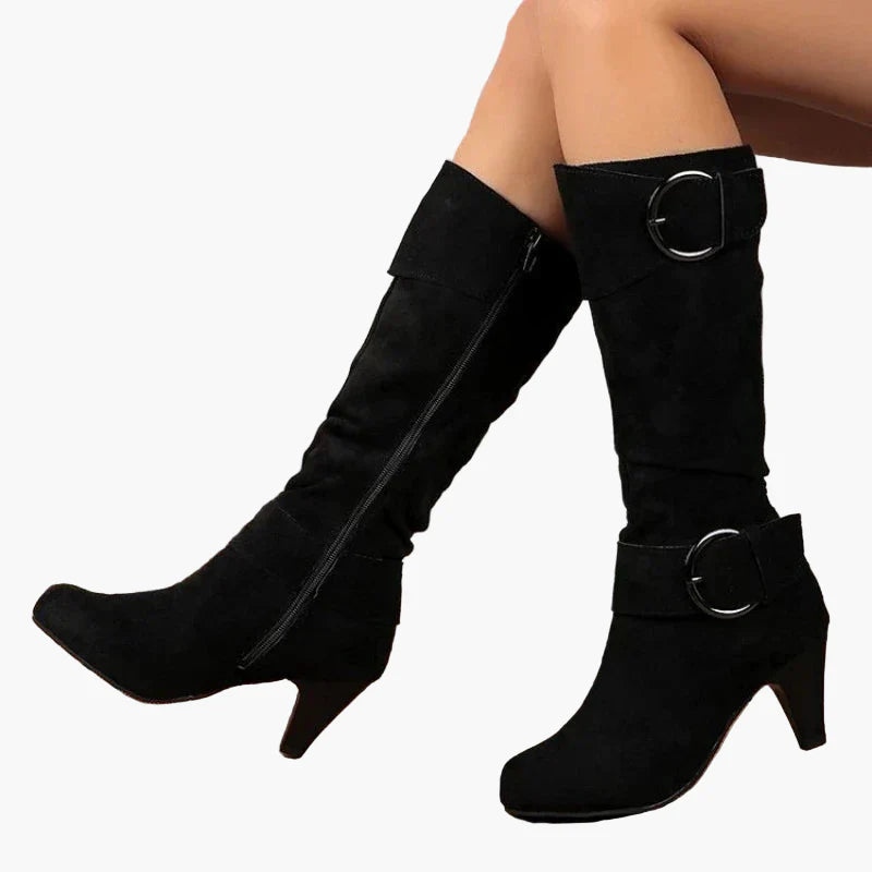 Damen Stiefel mit Absatz und Schnallen – Modische Herbst- und Winterstiefel für Alltag und Freizeit