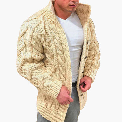 Herren Strickjacke mit Zopfmuster – Modernes, warmes Freizeit- und Winter-Outfit