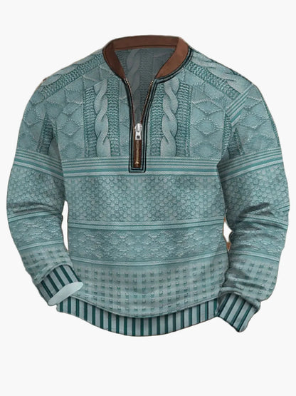 Herren Strickpullover im Street Style mit halbem Reißverschluss – Modischer Freizeitpullover für Frühling und Herbst