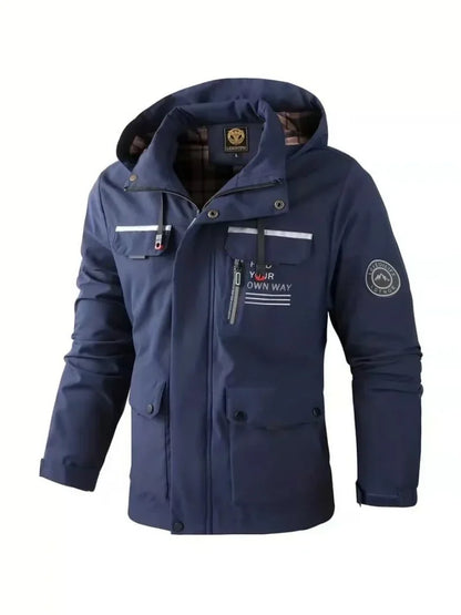 Herren Jacke mit Kapuze & Mehreren Taschen - Casual Windjacke