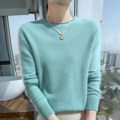 Damen Pullover Rundhals Langarm Strickpullover Weiches Material