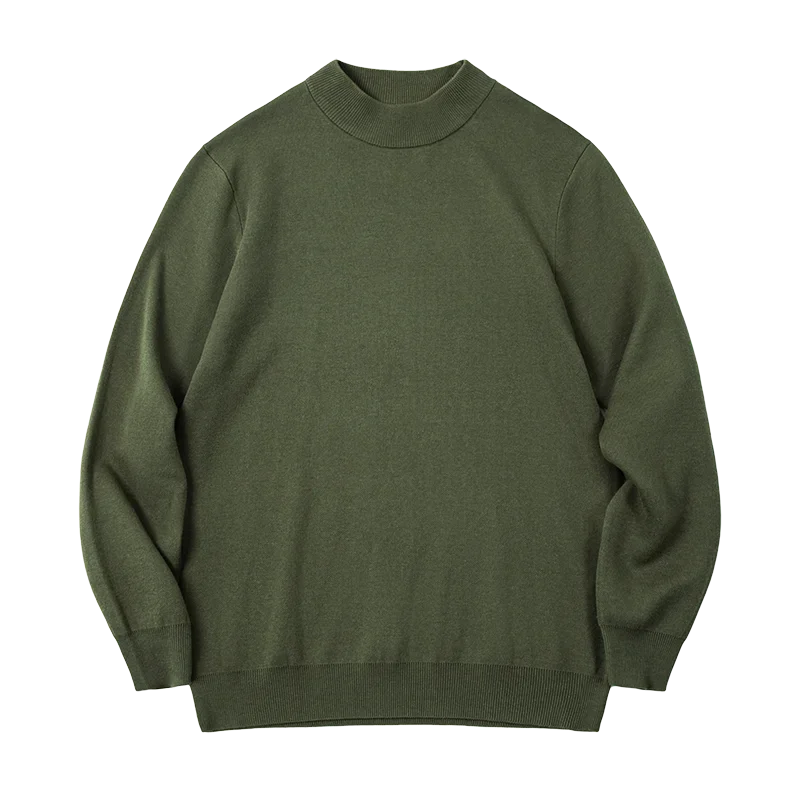 Herren Mock-Neck Pullover Uni-Farben Strickpullover Basic