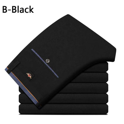 Herren Stretch Businesshose Schwarz Slim Fit Anzughose