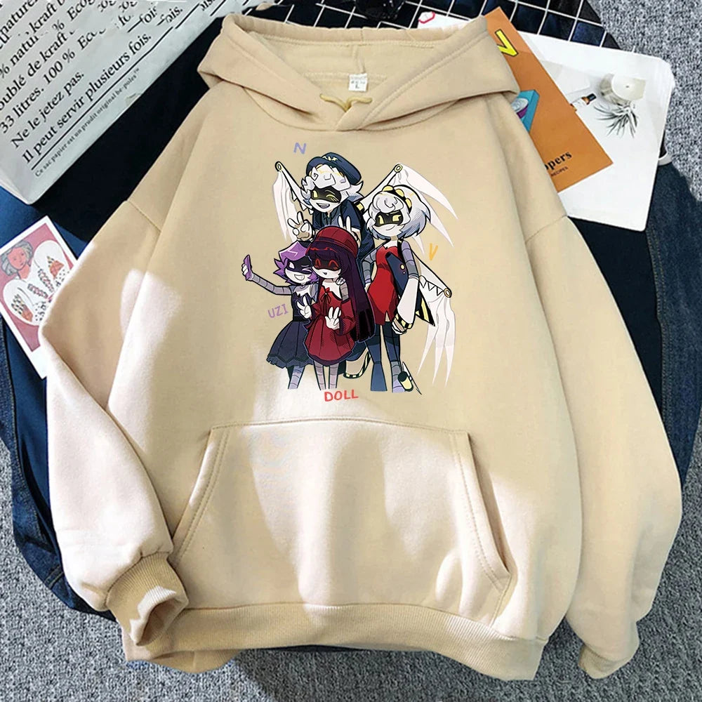 Hoodie mit Kapuze & Kängurutasche – Cartoon-Charakter-Print
