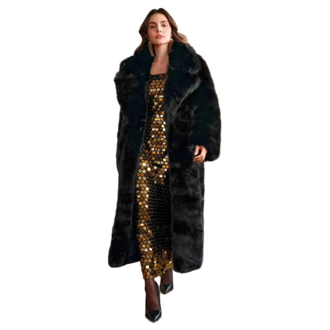 Damen Luxus Oversize Kunstpelzmantel – Eleganter Wintermantel im Vintage-Stil für stilbewusste Frauen