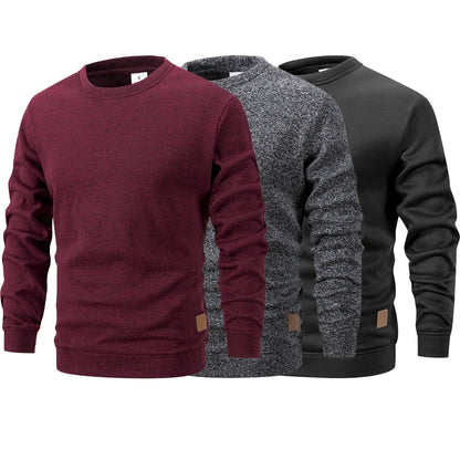 Herren Rundhals Pullover Melange Optik Langarmshirt