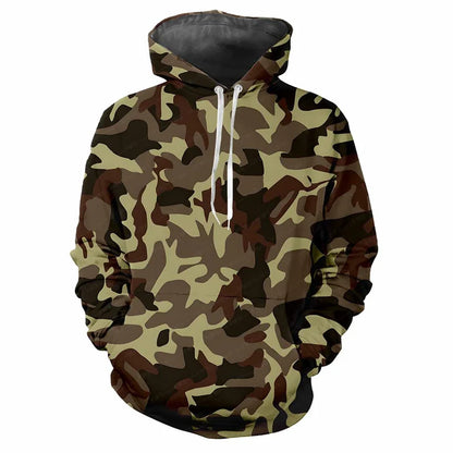 Hoodie Camouflage-Muster Grün Kängurutasche Kapuzenpullover