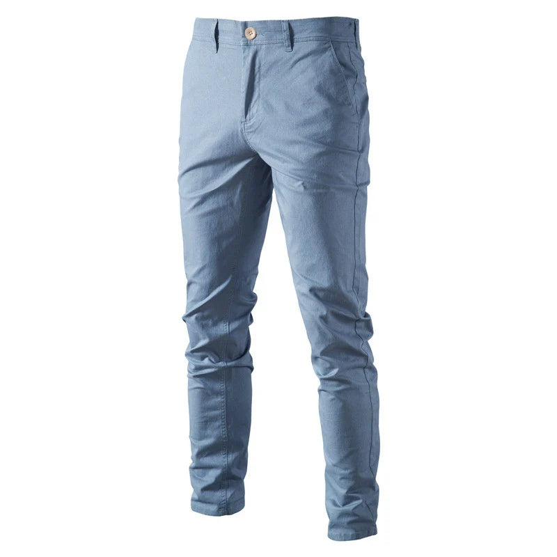 Herren Chino Hose Slim Fit Beige mit Knopfverschluss