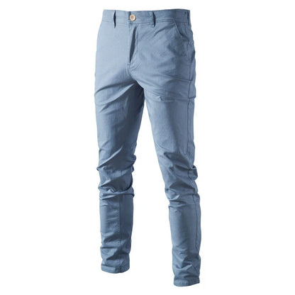 Herren Chino Hose Slim Fit Beige mit Knopfverschluss