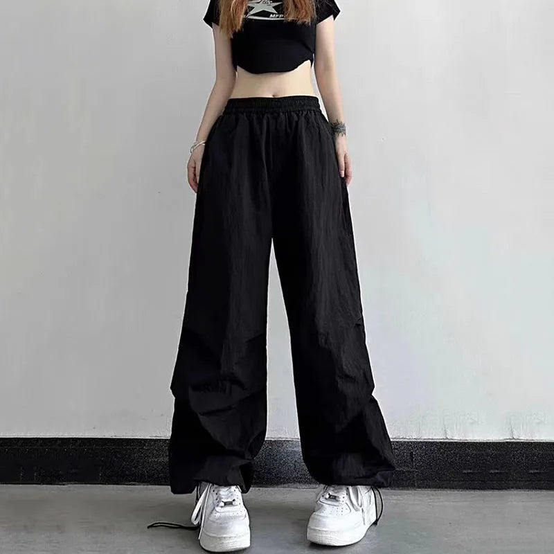 Damen Baggy Hose mit weitem Bein - lockere Freizeithose