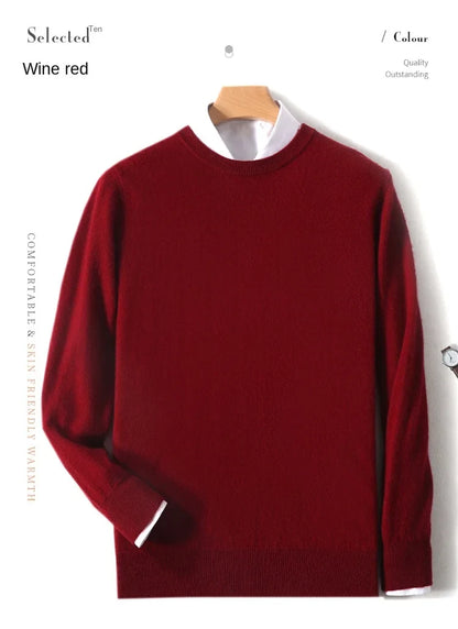 Herren Rundhals Pullover Langarm Feinstrick Basic