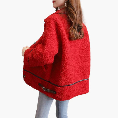 Damen Teddyfell Kurzjacke – Modische Übergangsjacke für Herbst und Winter, lässig und warm