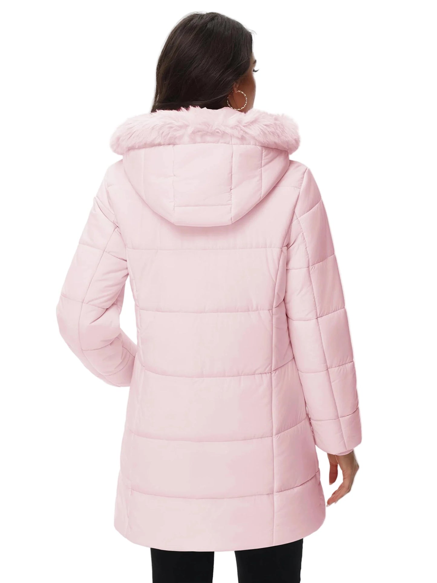 TACVASEN Womens Winter Thicken Parka Coat Warm Jacket Down Puffer Outwear with Faux Fur Removable Hood Waterproof Windproof Coat