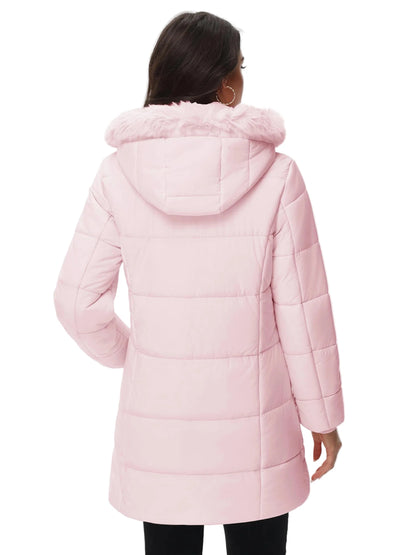 TACVASEN Womens Winter Thicken Parka Coat Warm Jacket Down Puffer Outwear with Faux Fur Removable Hood Waterproof Windproof Coat