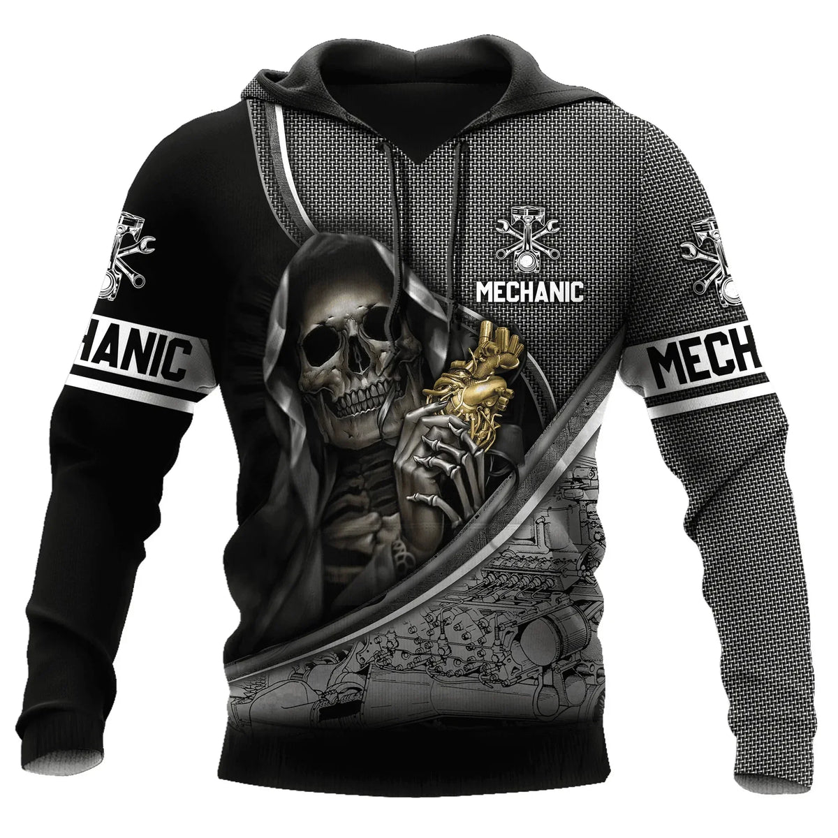 Unisex Kapuzenpullover Hoodie Mechaniker-Motiv Maschinen & Werkzeuge