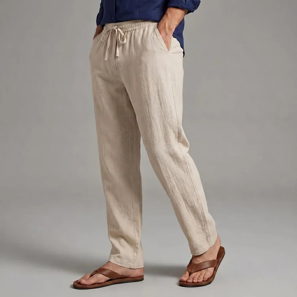 Herren Freizeithose mit Kordelzug und geradem Bein – Leichte Sommerhose