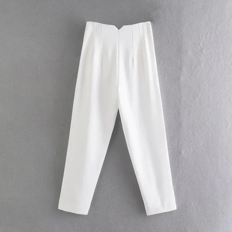 Damen High-Waist Hose Business Elegant Knöchellang