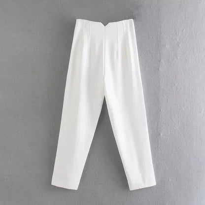 Damen High-Waist Hose Business Elegant Knöchellang