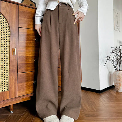 Damen Cordhose Weites Bein Hoher Bund Winter Hose mit oder ohne Fleecefutter