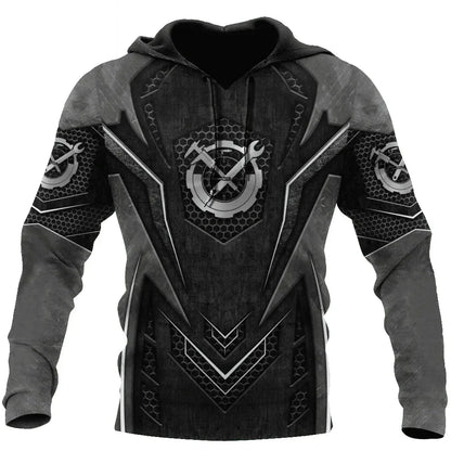 Unisex Kapuzenpullover Hoodie Mechaniker-Motiv Maschinen & Werkzeuge
