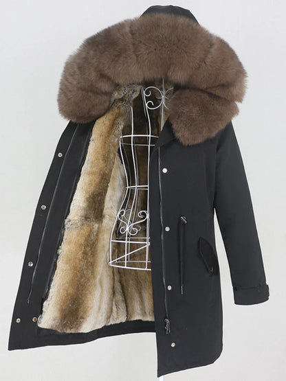 Winterparka mit Kapuze und Futter in Felloptik
