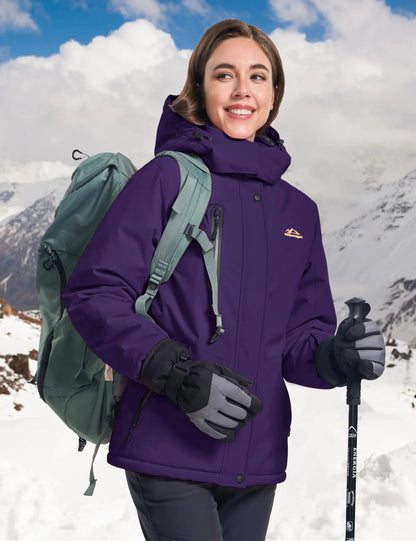Damen Winterjacke Outdoor Jacke mit Kapuze und Reißverschlüssen