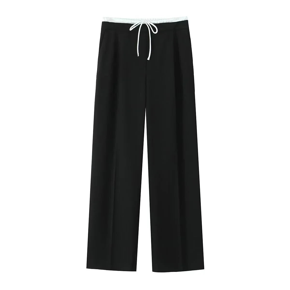 Damen Wide-Leg Hose mit hohem Bund und Tunnelzug, Weites Bein
