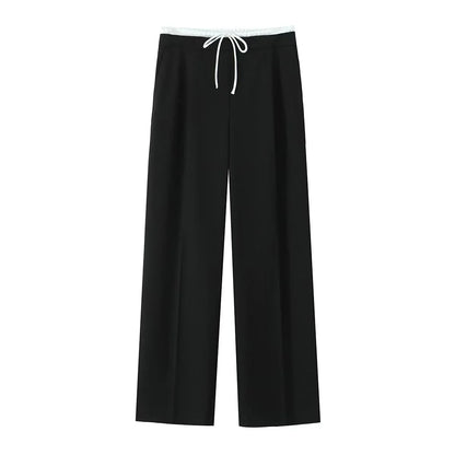 Damen Wide-Leg Hose mit hohem Bund und Tunnelzug, Weites Bein