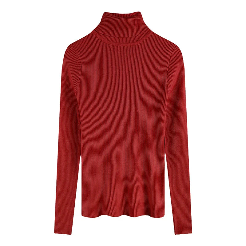 Damen Feinstrick Rollkragenpullover – Eleganter, gerippter Slim Fit Strickpullover für Alltag und Büro