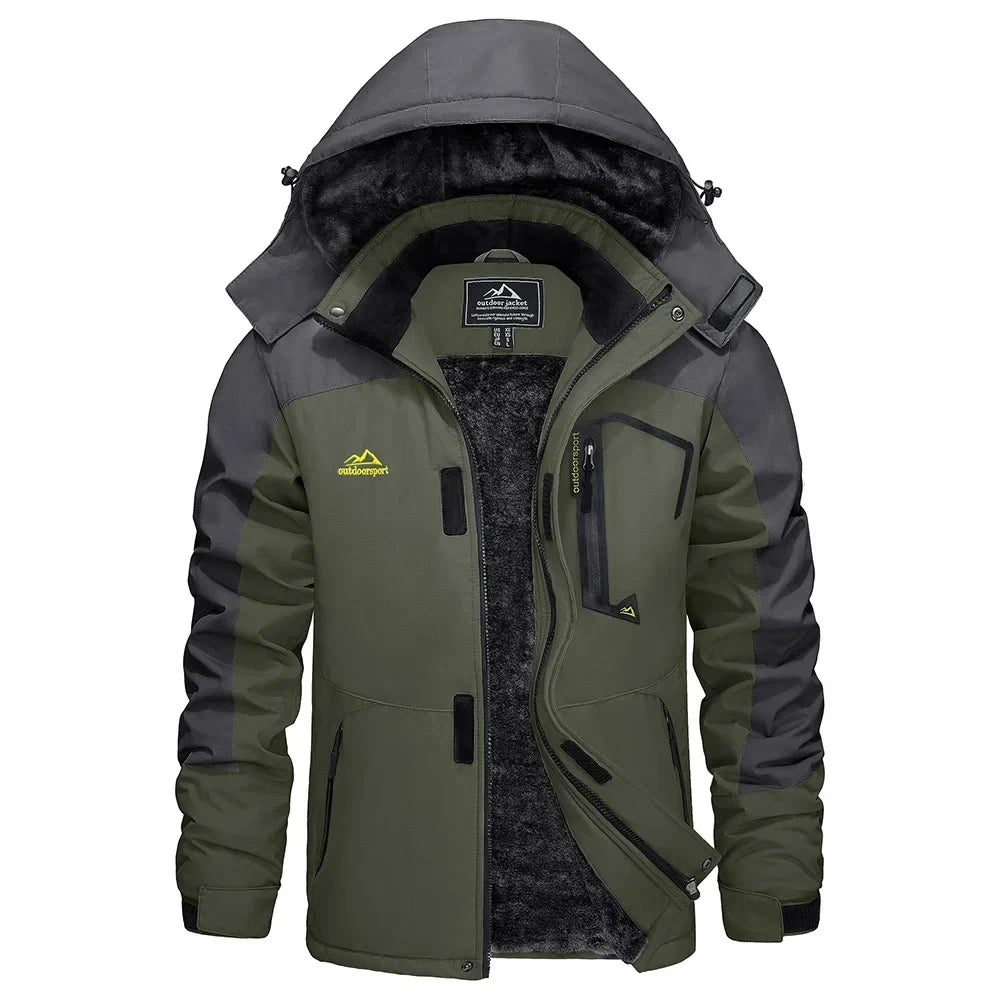 Winter Outdoorjacke für Herren mit Kapuze und Plüschfutter, viele Farben