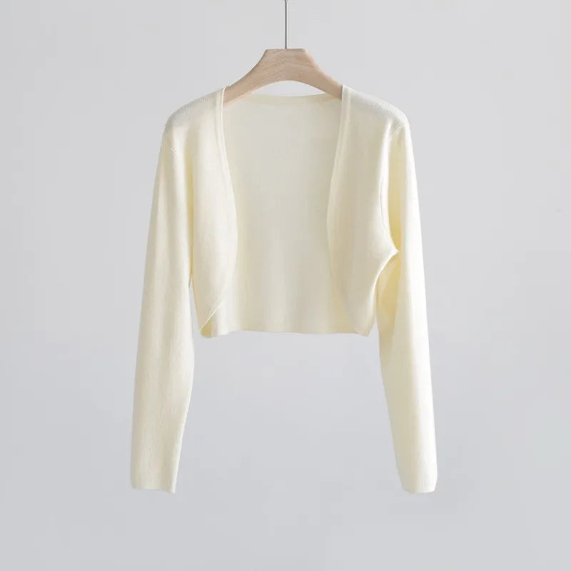 Kurze Damen Bolero Strickjacke Langarm Cardigan Crop Top