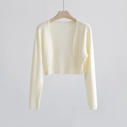 Kurze Damen Bolero Strickjacke Langarm Cardigan Crop Top
