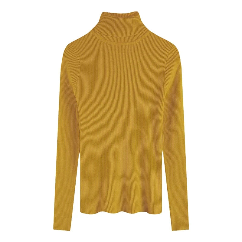 Damen Rollkragenpullover Rippstrick Slim Fit Langarm