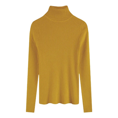 Damen Rollkragenpullover Rippstrick Slim Fit Langarm