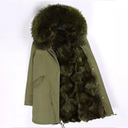 Damen Winter Parka mit Kapuze und Kunstpelz Futter