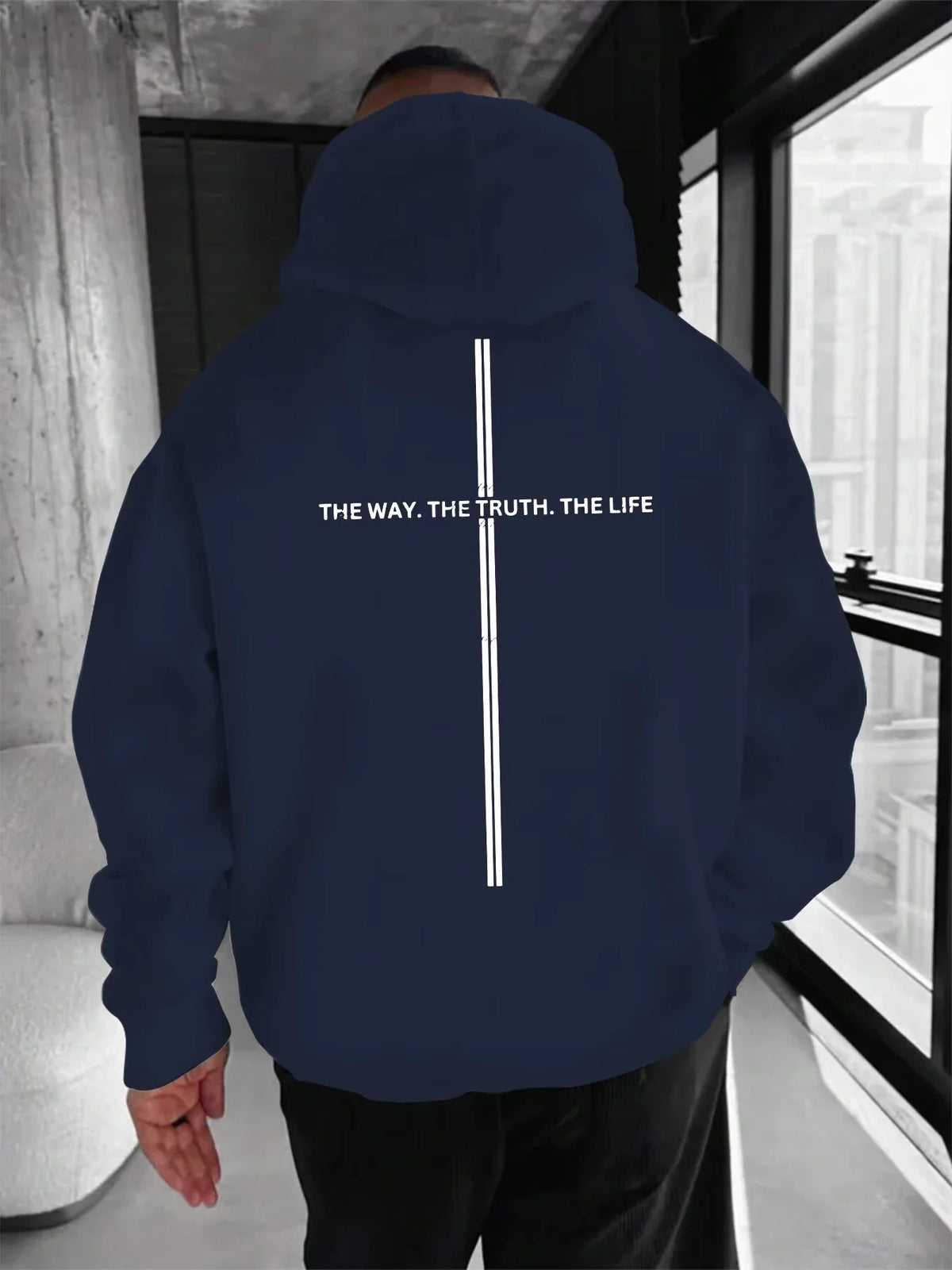 Unisex Kapuzenpullover mit Statement-Print & Streifen, Oversized Hoodie