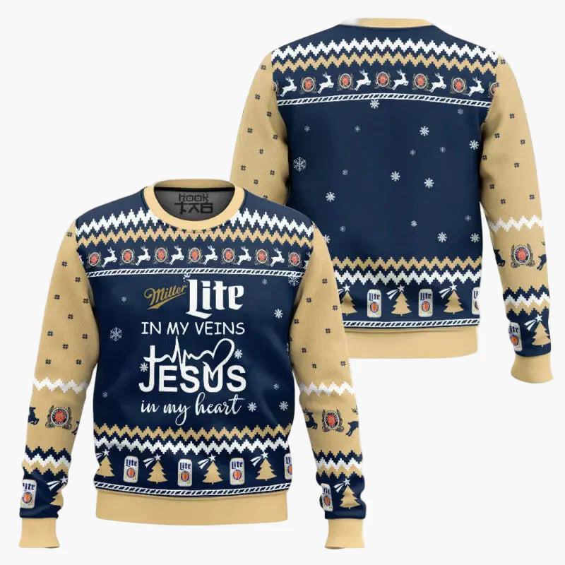 Herren Weihnachtspullover Lustig – It's the Most Wonderful Time for a Beer – Party & Geschenk Ugly Christmas Sweater