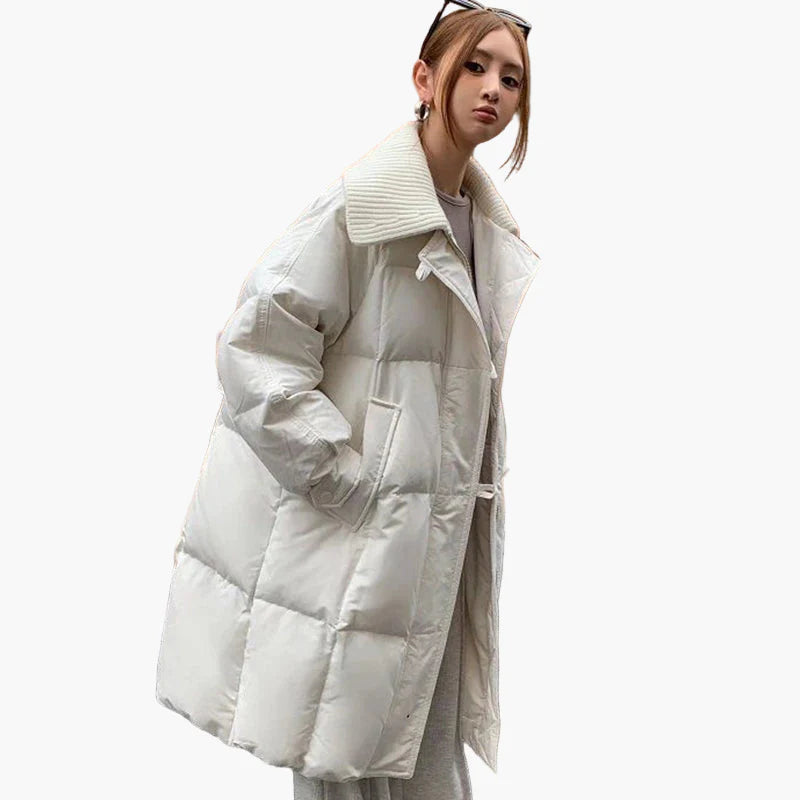 Damen Steppmantel mit Oversize-Kragen – Modischer Wintermantel für Alltag und Freizeit