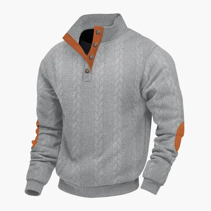 Herren Strickpullover mit Knopfleiste – Modischer Freizeit Sweater im Zopfmuster