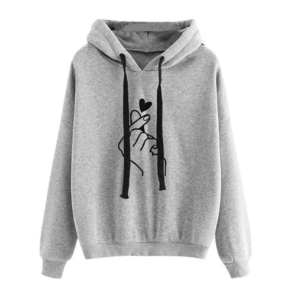 Hoodie Damen mit Kordelzug und Handgesten-Print – Verschiedene Farben