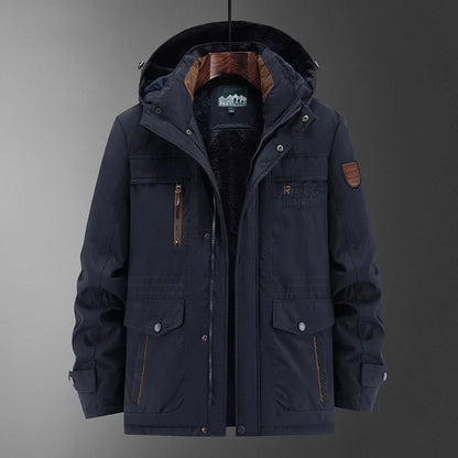 Herren Winterparka mit Kapuze, Teddyfutter und mehreren Taschen