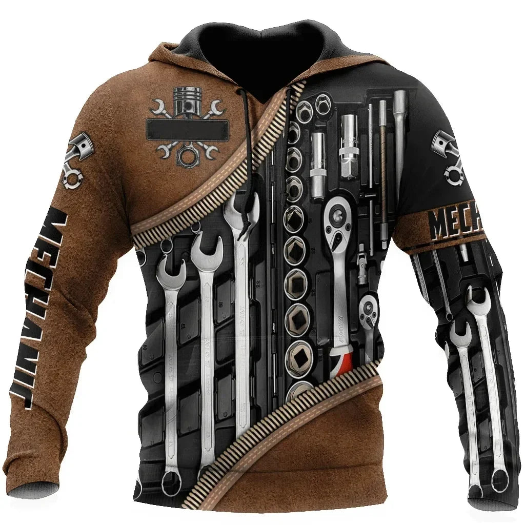 Unisex Kapuzenpullover Hoodie Mechaniker-Motiv Maschinen & Werkzeuge