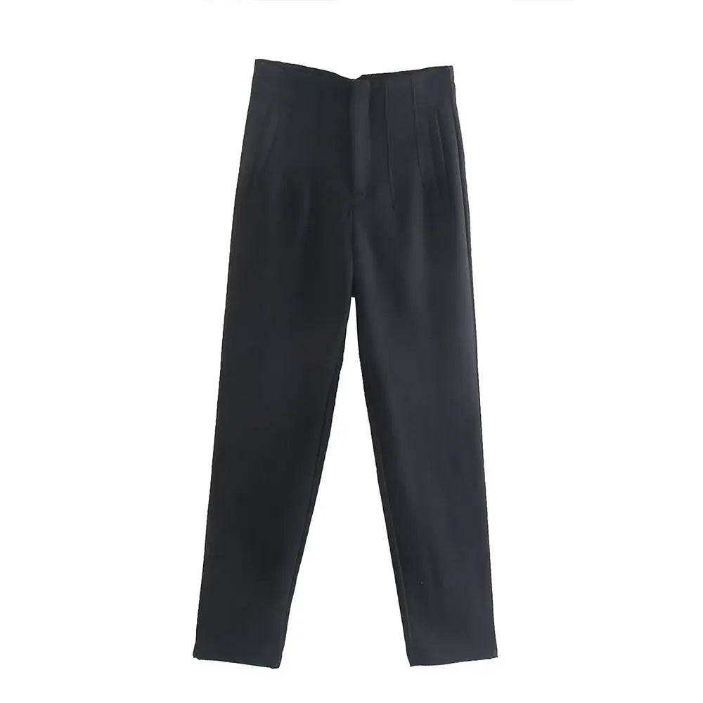 Damen Chinohose High Waist Gerade Beine Elegante Stoffhose Freizeithose